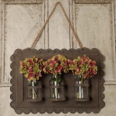 Country new rustic tin Framed wall hanging with bottles / nice decor wall vase   401541649445